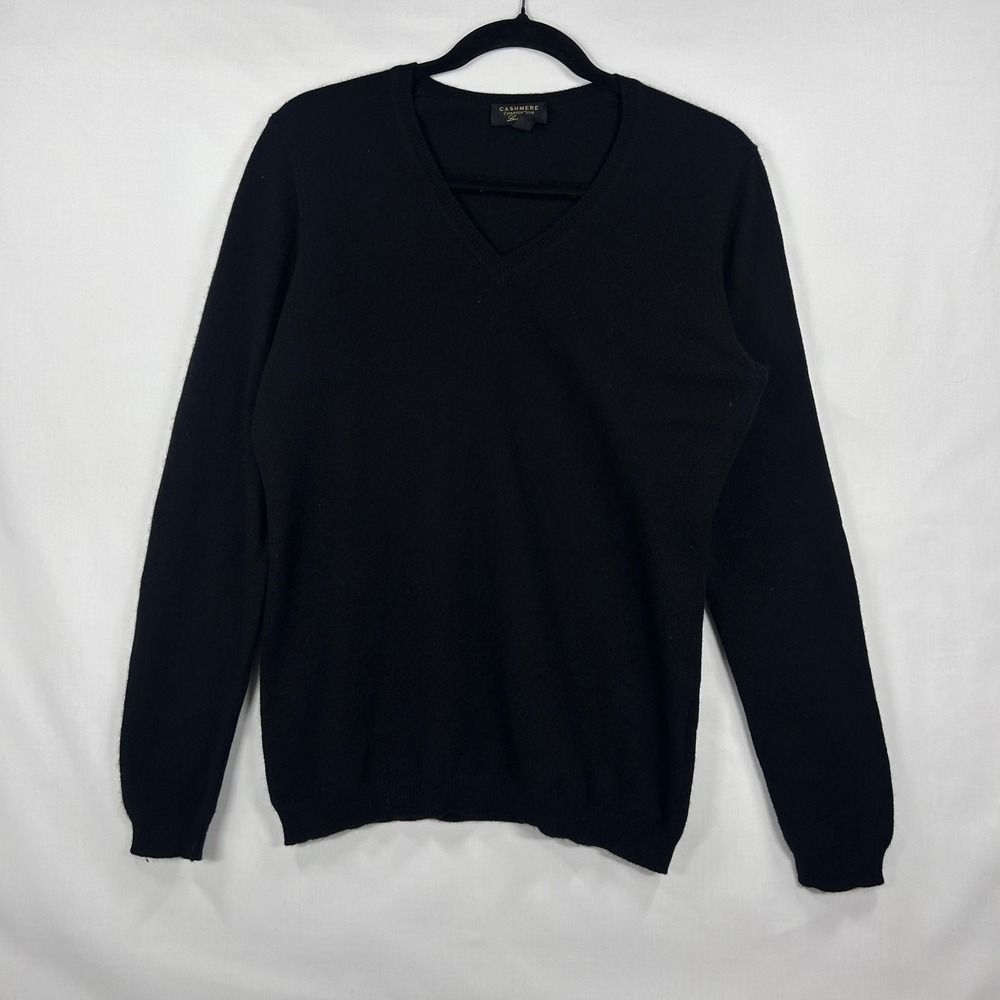 Charter Club Black 100% Cashmere V-Neck Sweater Size M